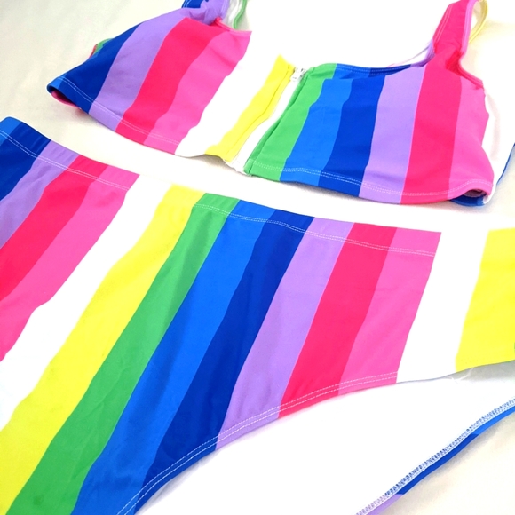 FOREVER 21 Rainbow PRIDE Bikini NWOT - Picture 2 of 9